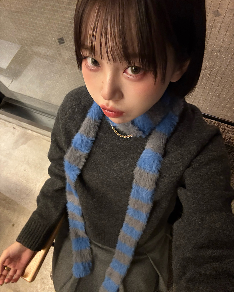 OPEN YY ストライプ 刺繍 ニットマフラー OPEN YY ストライプ ニットマフラー OPEN YY ストライプ ニット