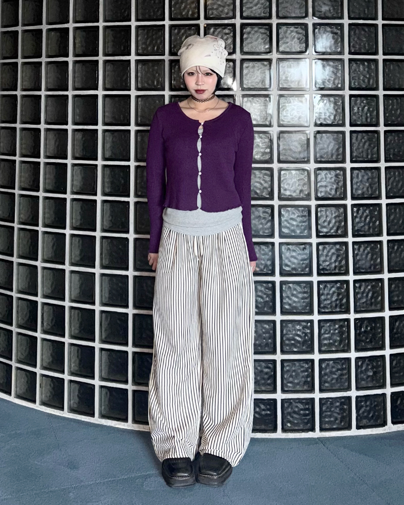 ストライプイージーワイドパンツ