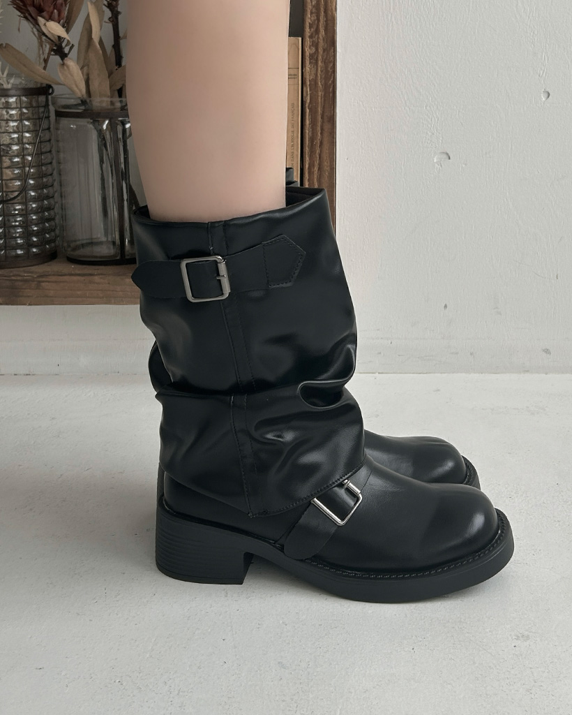 バックルラウンドミドルブーツ | ファッション通販サイト NUGU