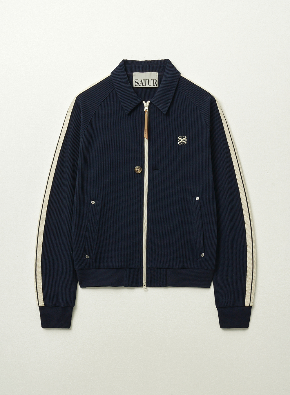 ジャケットその他 SATUR Lawton Waffle Collar Track Zip-up Jacket 5SA006 Lawton Waffle Collar Track Zip-up Jacket - Navy