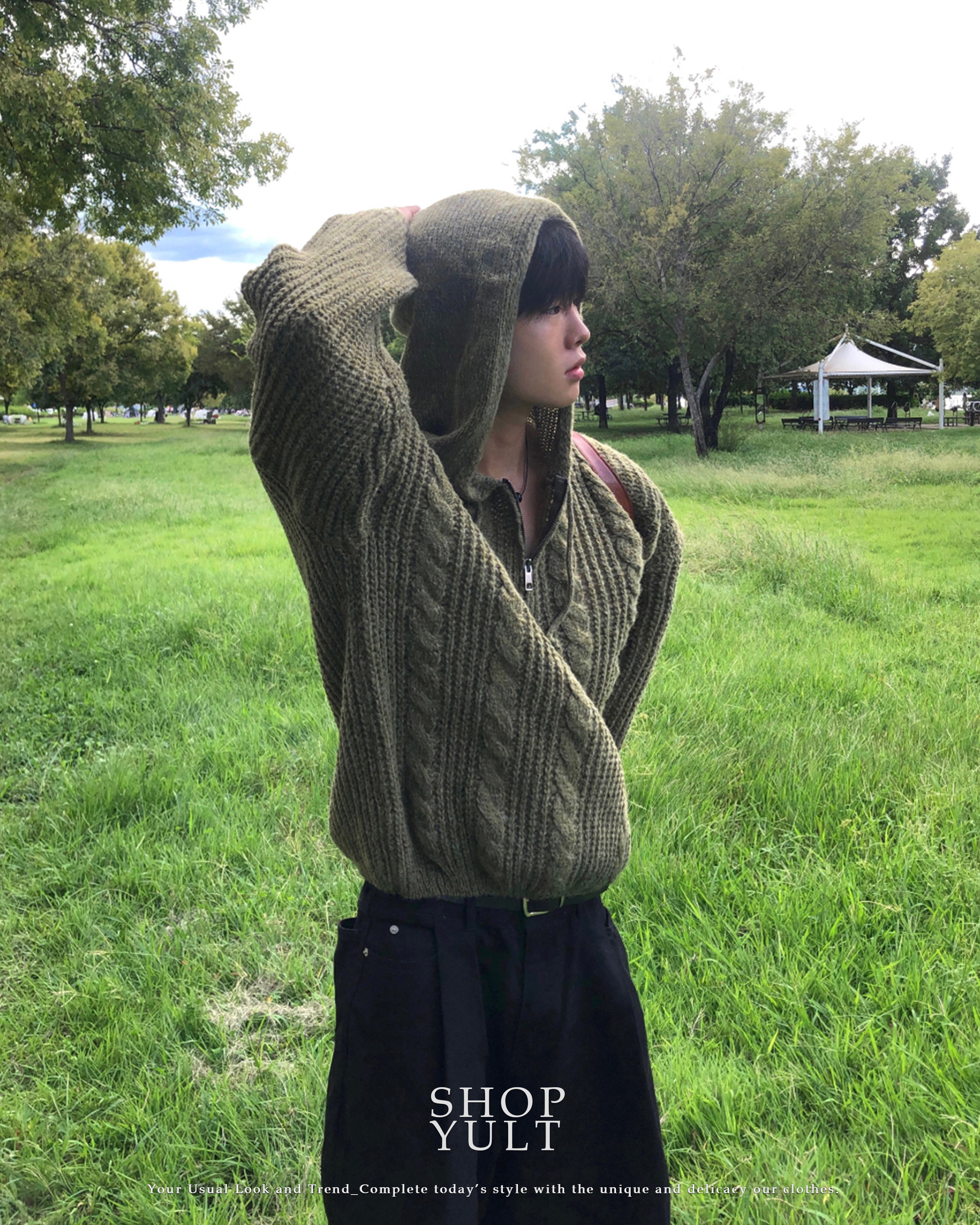 (5 color) ニット パーカー