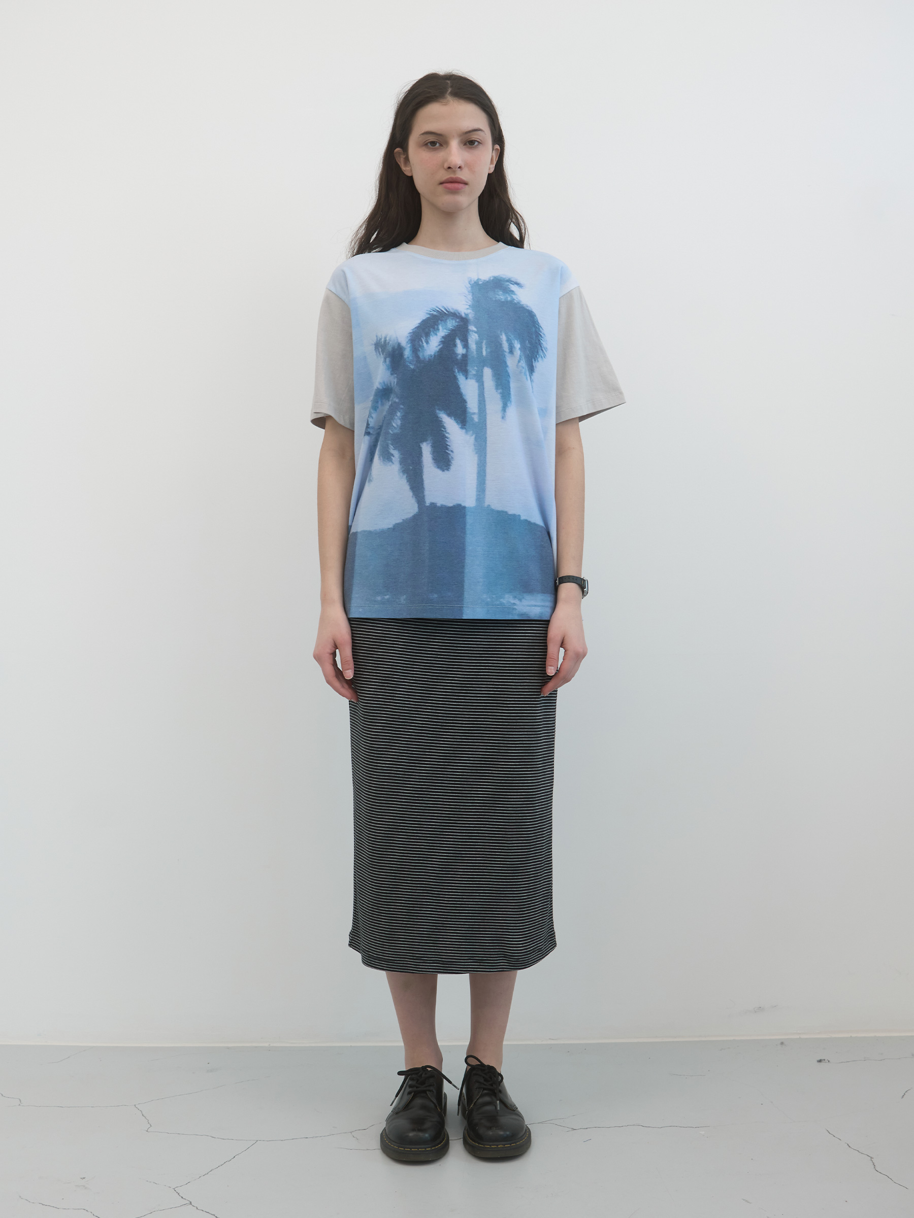 PALM TREE Boxy T-shirt (Light Grey)