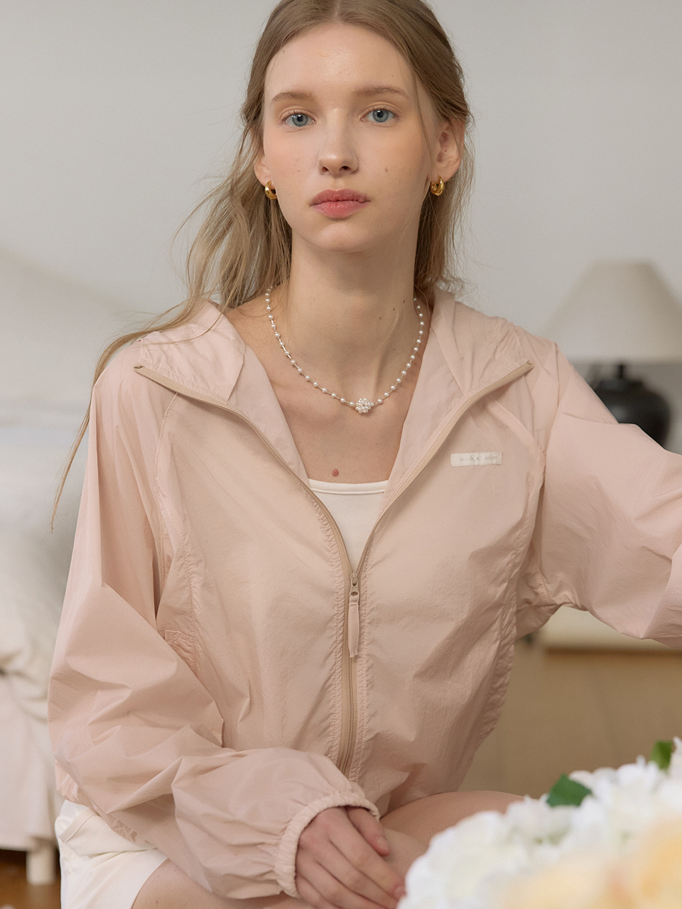 Sheer Label Point Wind Breaker Jumper - Pink