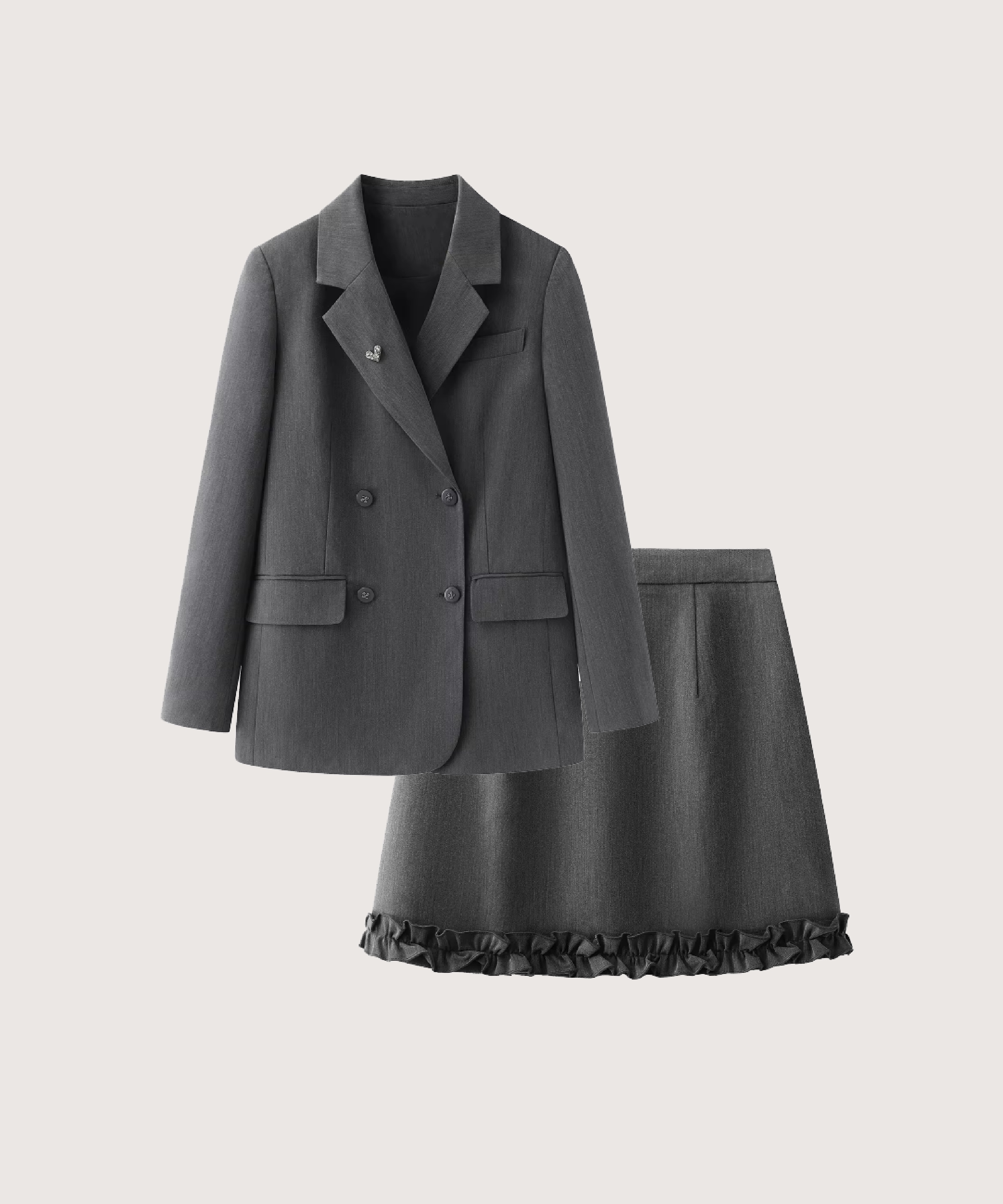 ダブルボタンフリルスカートジャケットセットアップ