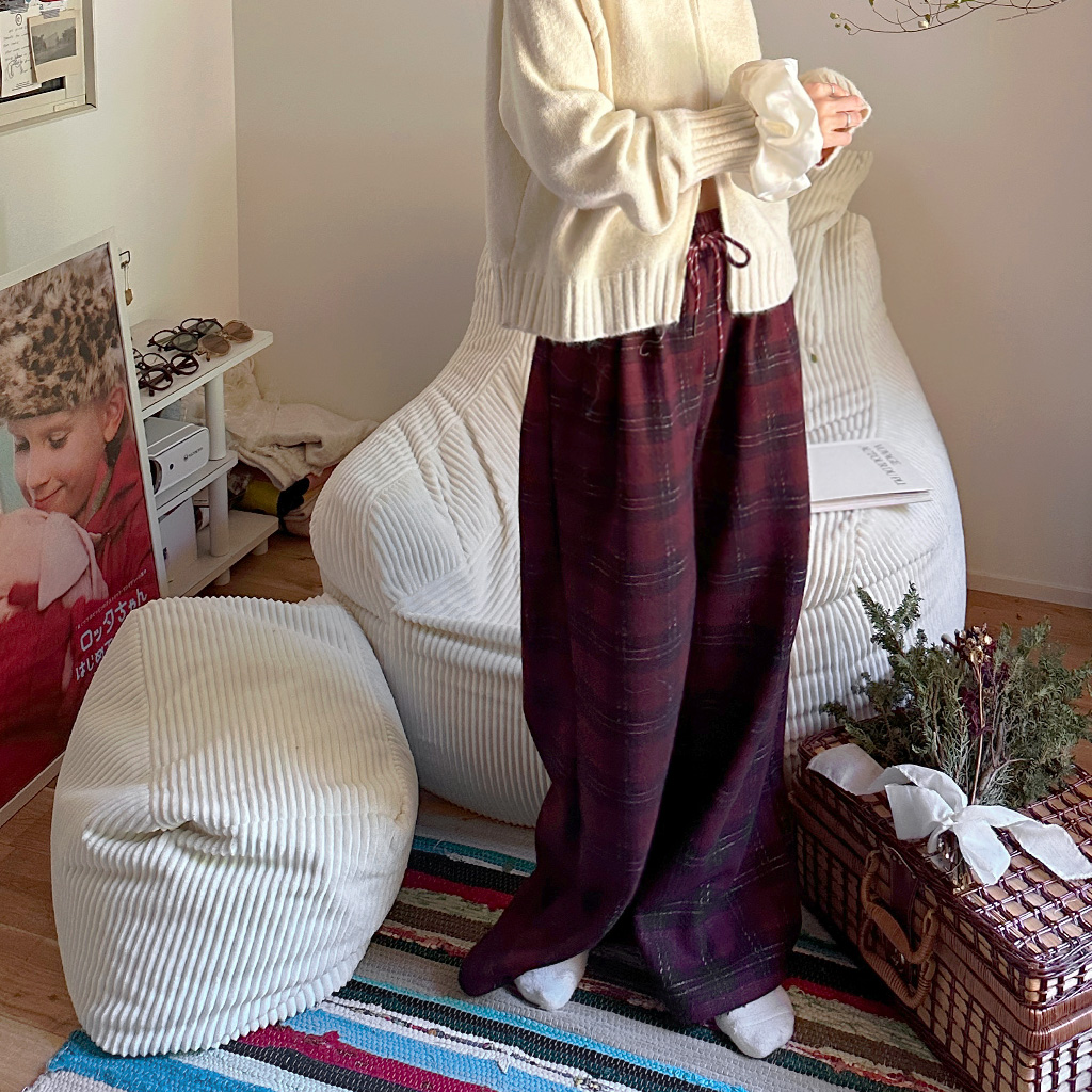 チェック裏起毛チノパンツ