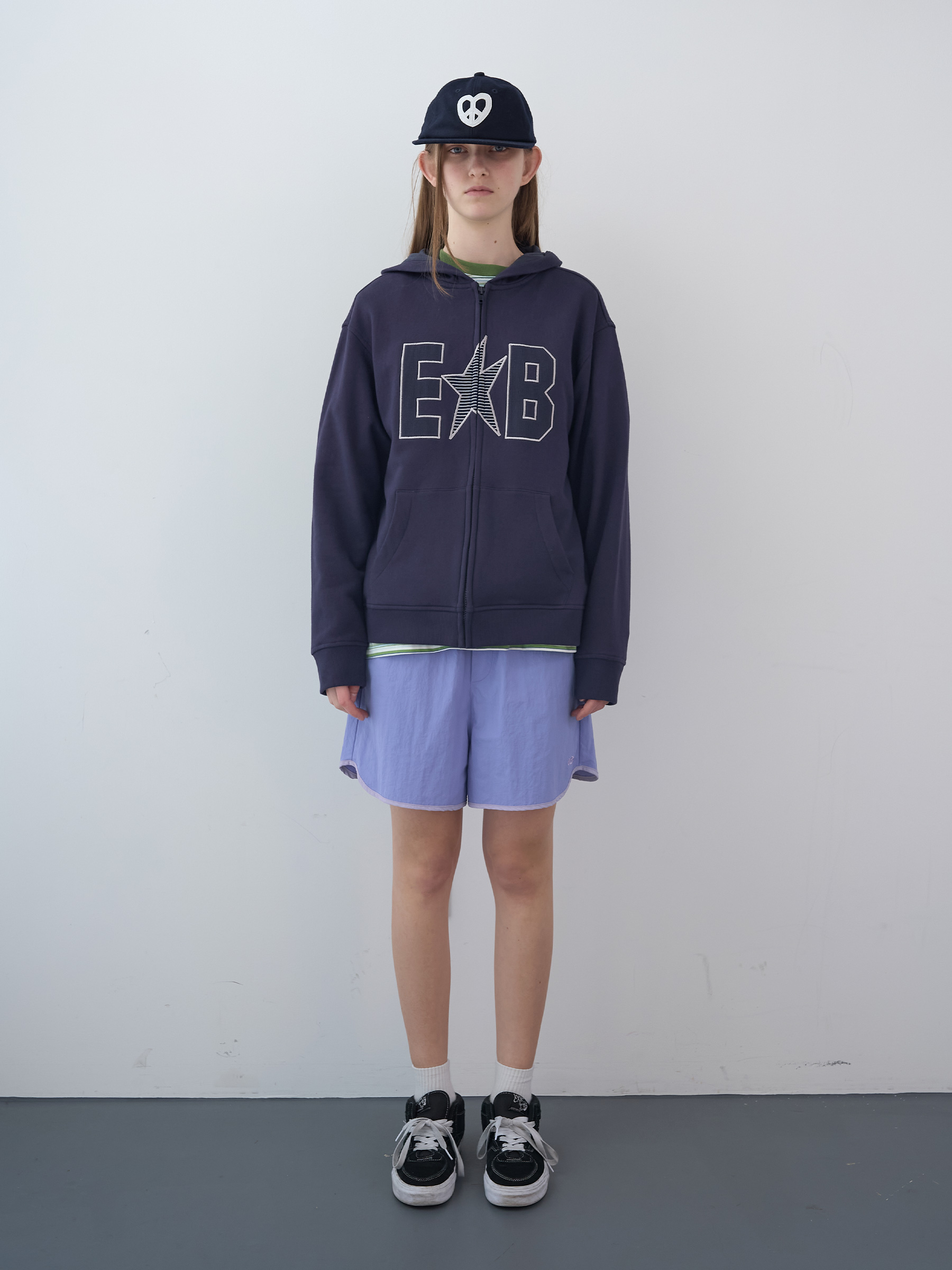 Peace Logo Flannel Cap (Navy)