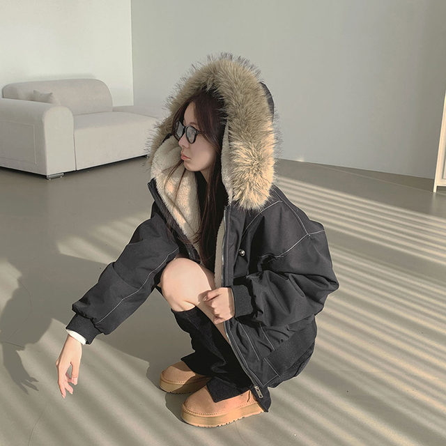 ファー取り外し可能ダウンジャケット