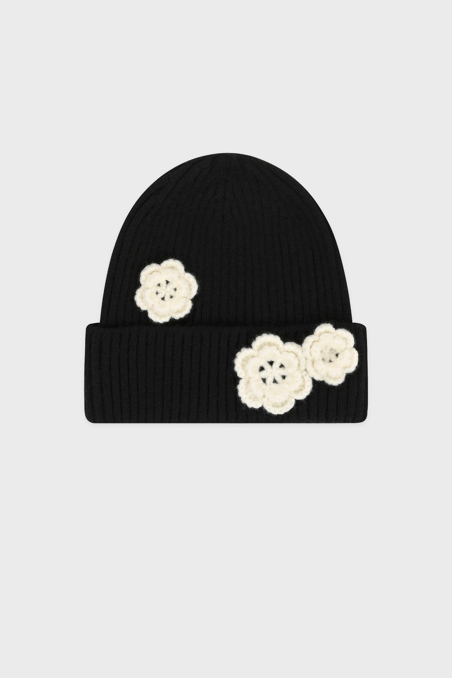 Flower Beanie (Black Cream)