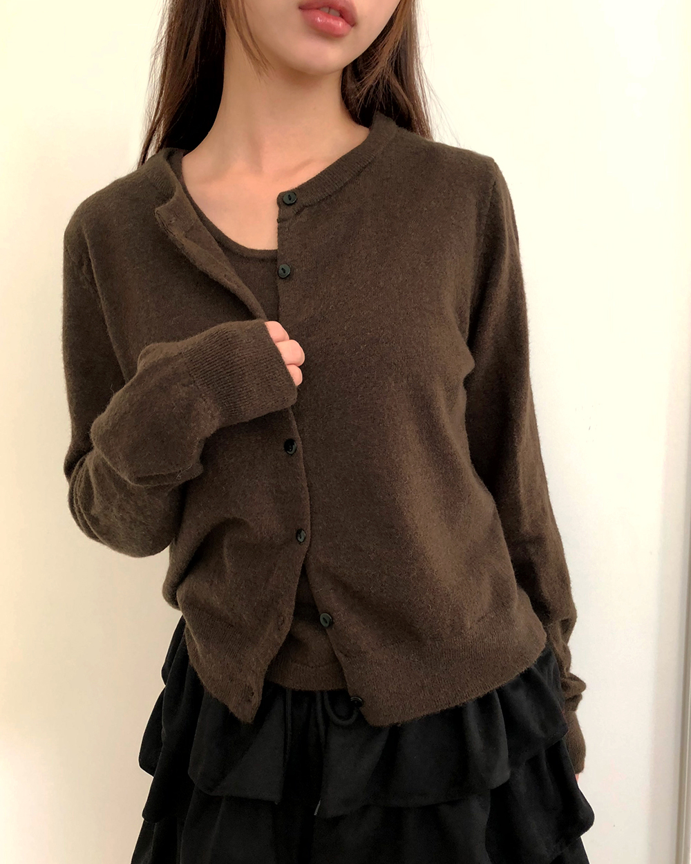 ラウンドボタンニット＆ノースリーブセット