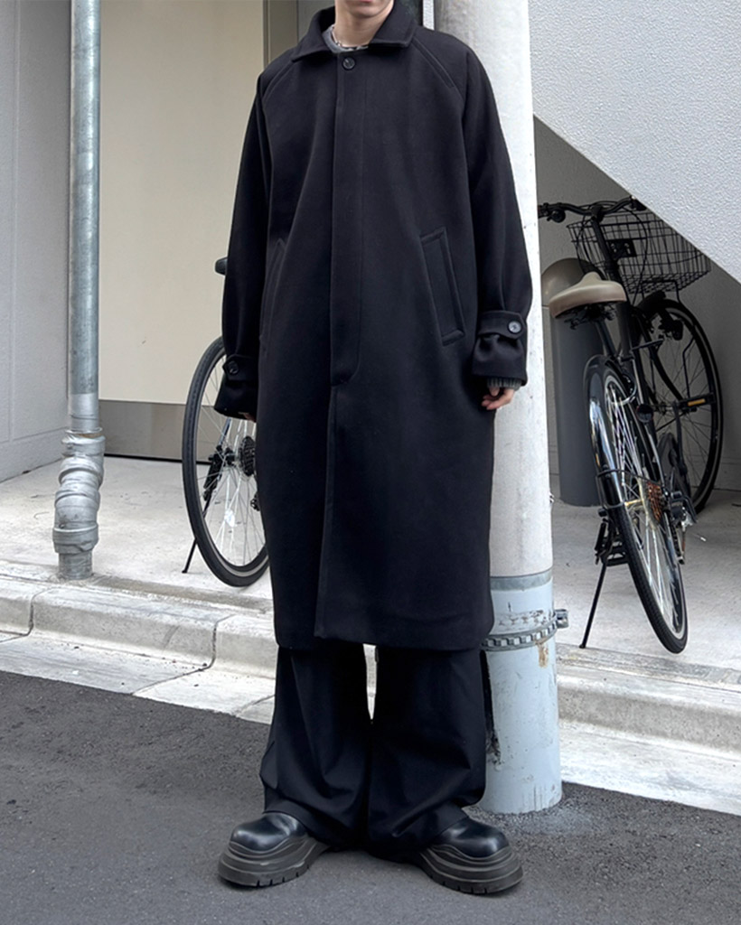 (ユニセックス）ボタンデザインロングコート