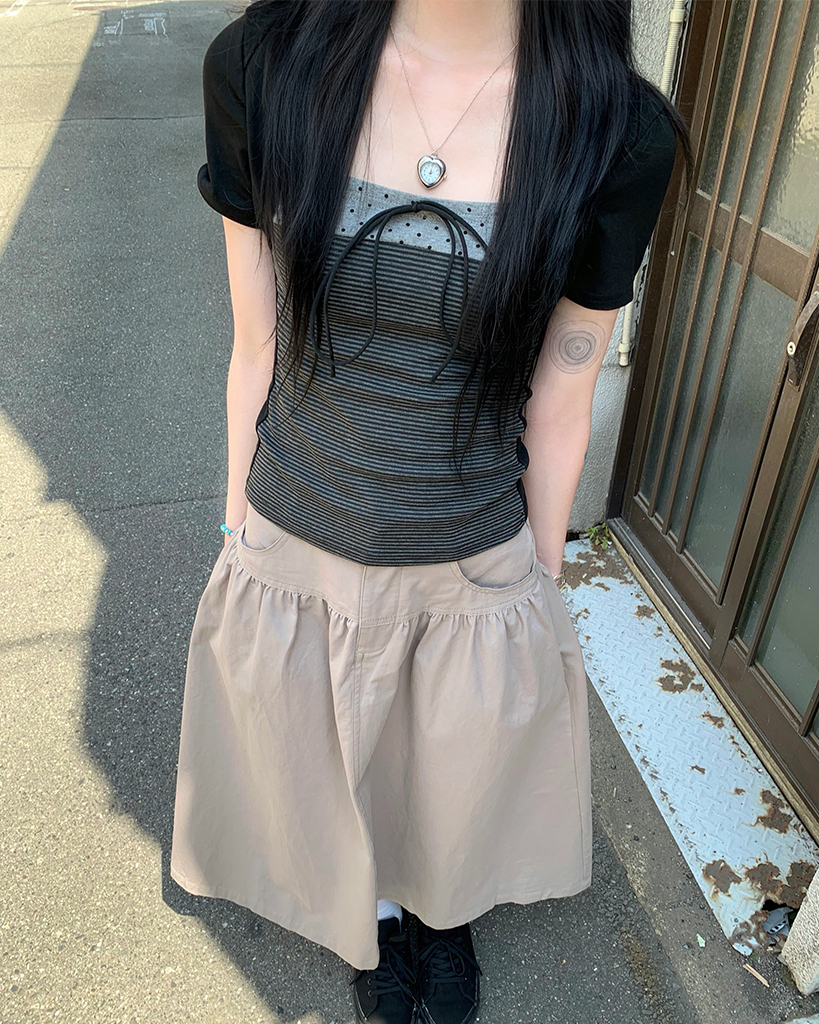 ドットフロントリボンボレロ半袖Tシャツ