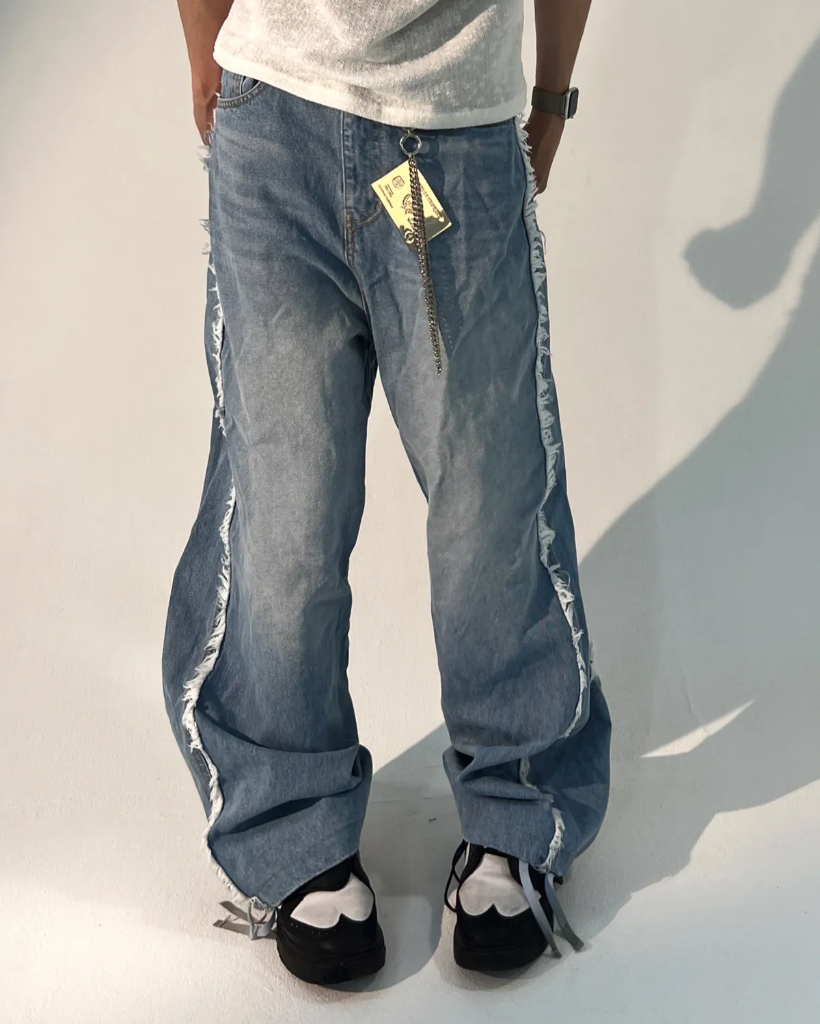 BACK HEART STITCH POCKET DENIM PANTS MEDIUM BLUE