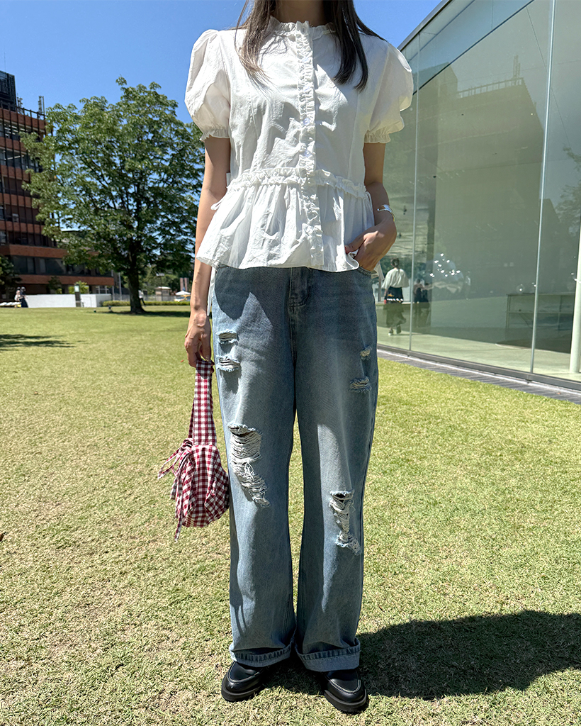 ジーンズ デニム デニムパンツ デストロイパンクバギーデニム