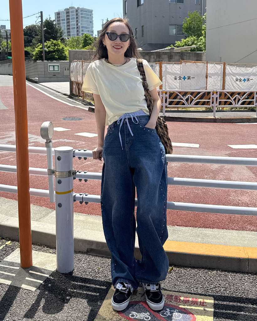 ☆送料・関税込☆SUNNEI★CONTRAST STITCH DENIM PANTS★デニム Low-rise Stitch Straight Denim Pants/ローライズ ステッチ