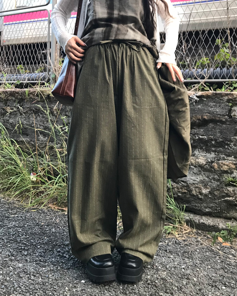オーバーサイズ ストライプ ワイドパンツ | ファッション通販サイト NUGU