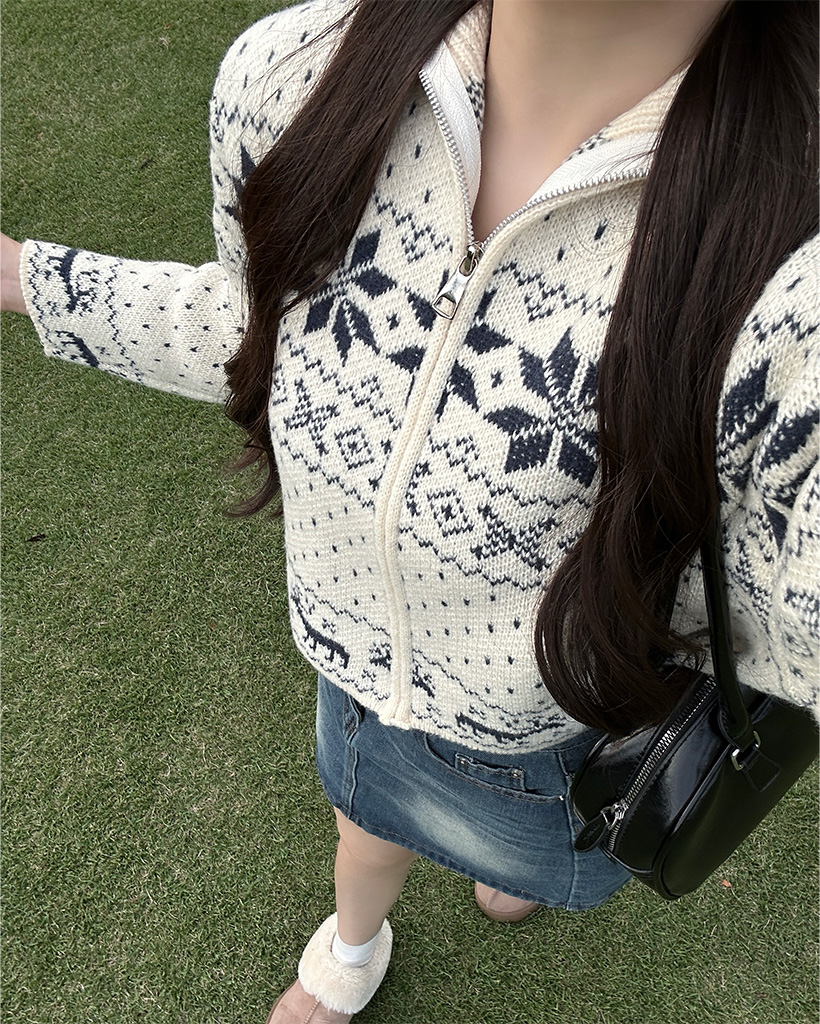 ノルディックスノーフレークニットジャケット | ファッション通販