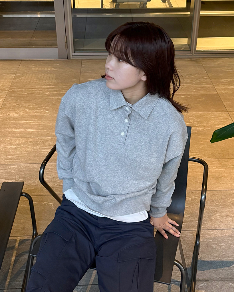 カラーハーフオープンスウェット