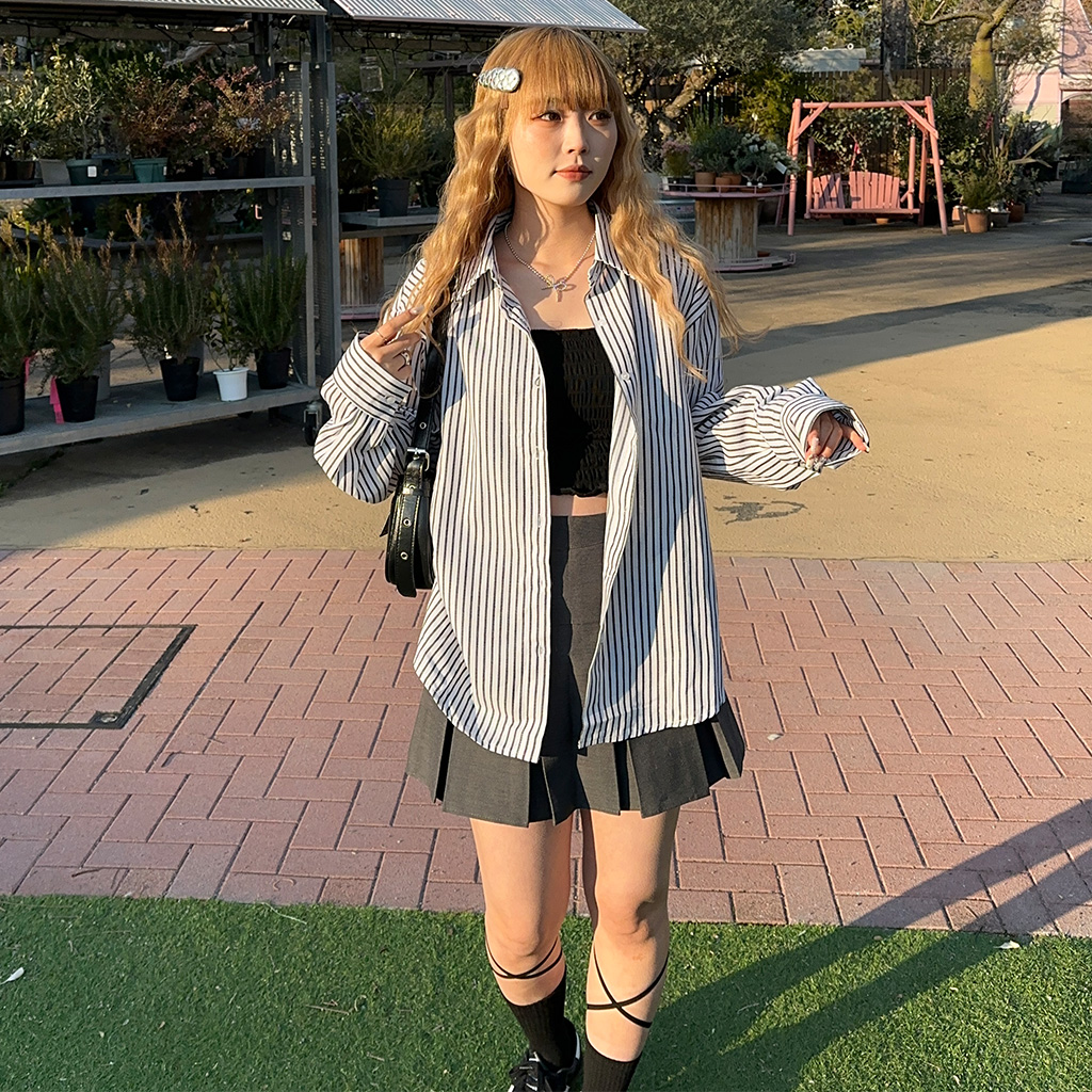 ストライプオーバーサイズシャツ | ファッション通販サイト NUGU