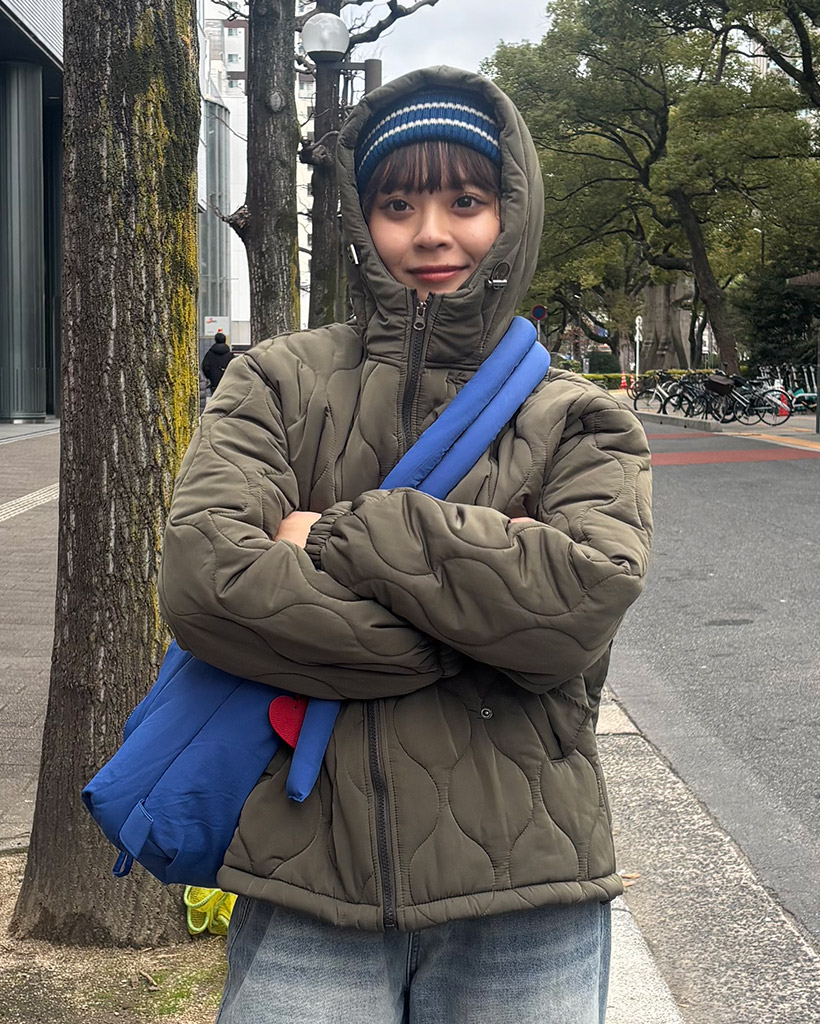 キルティングフードパデッドジャンパー