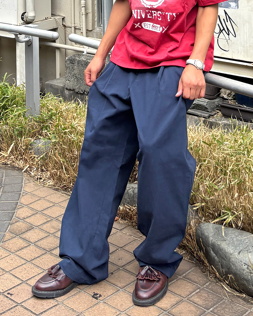 ユニセックス ピンタックコットンパンツ