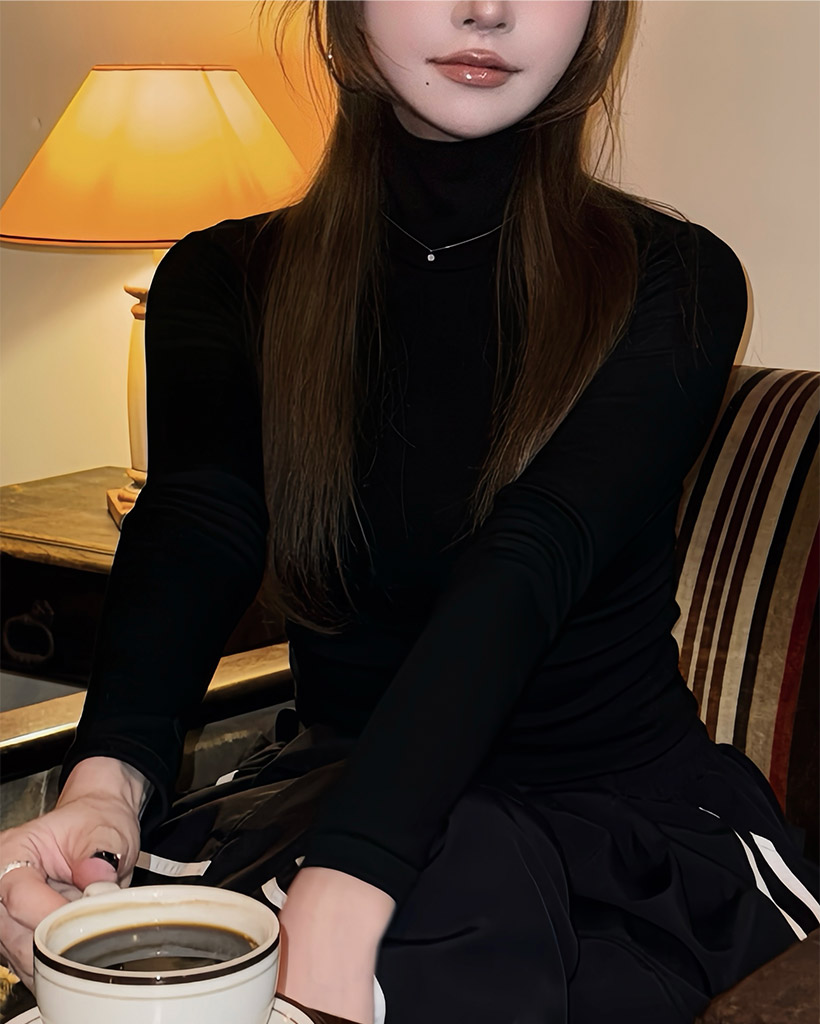 タートルネックウォーマーロングスリーブTシャツ