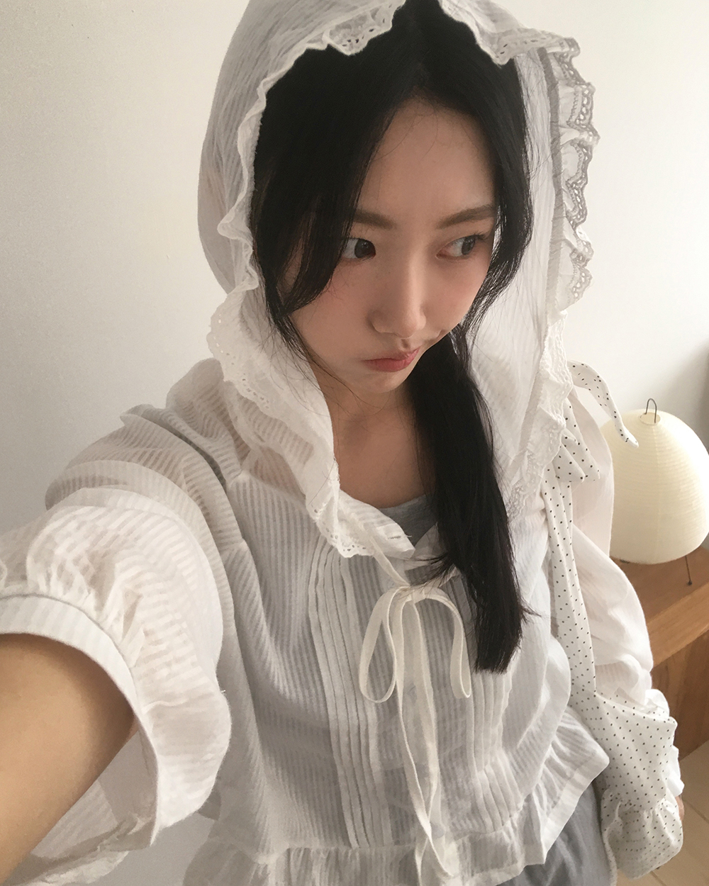 レースフリルフード付きシャツ | ファッション通販サイト NUGU