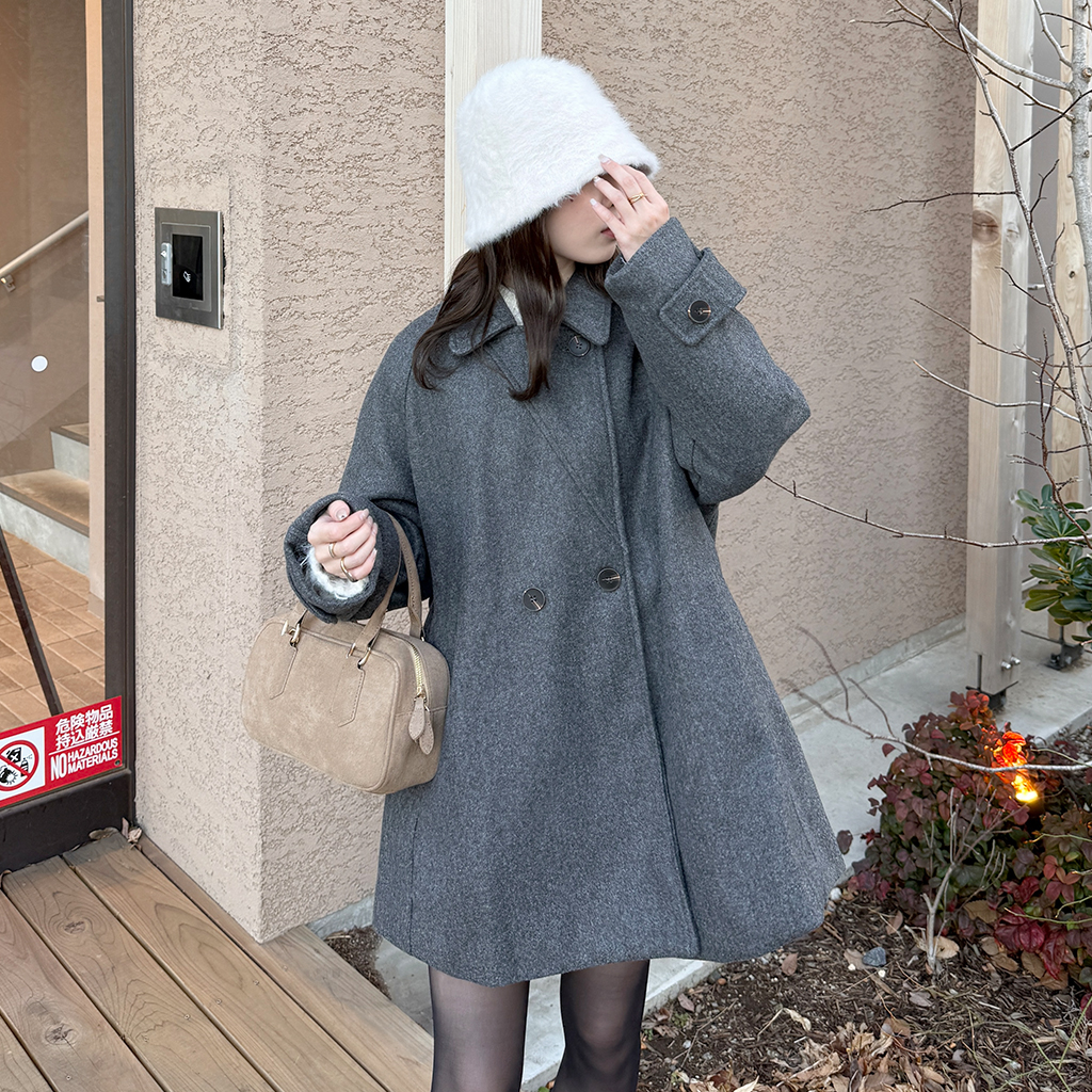 ハイネックベルトコート