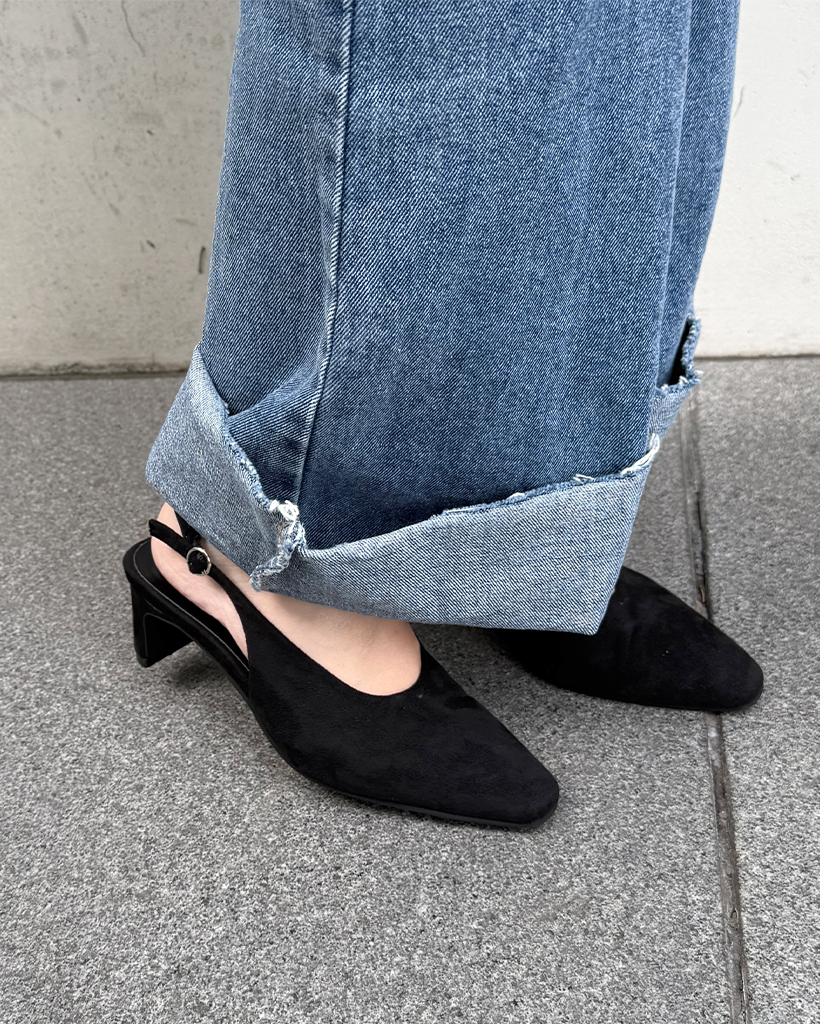 ステッチスエードスリングバック