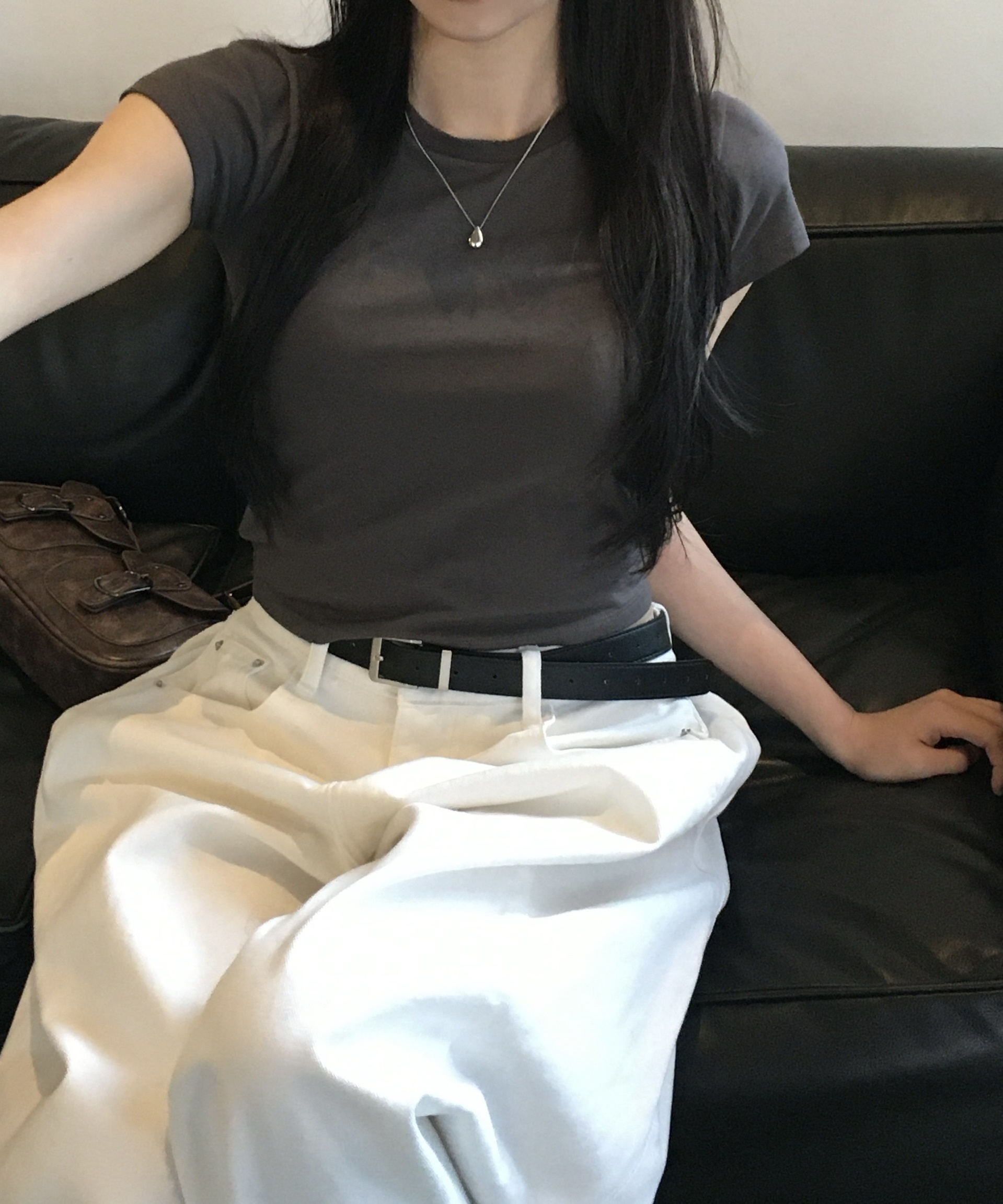 シンプルベーシック四角レザーベルト