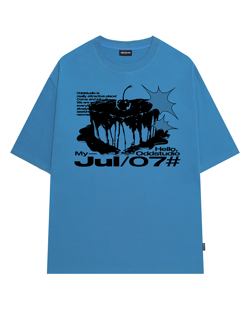 Heart Birthday Graphic Oversized Fit T-shirt - VINTAGE BLUE