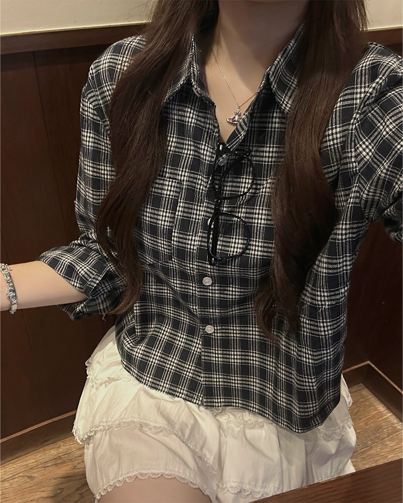 チェッククロップドシャツ