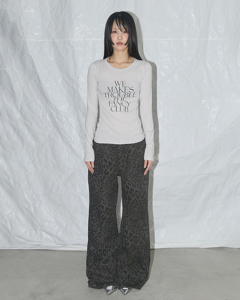 パンツ Leopard Bootcut Pants (KHAKI GRAY) Influencer pick] Leopard Boots Cut Pants (Khaki Gray