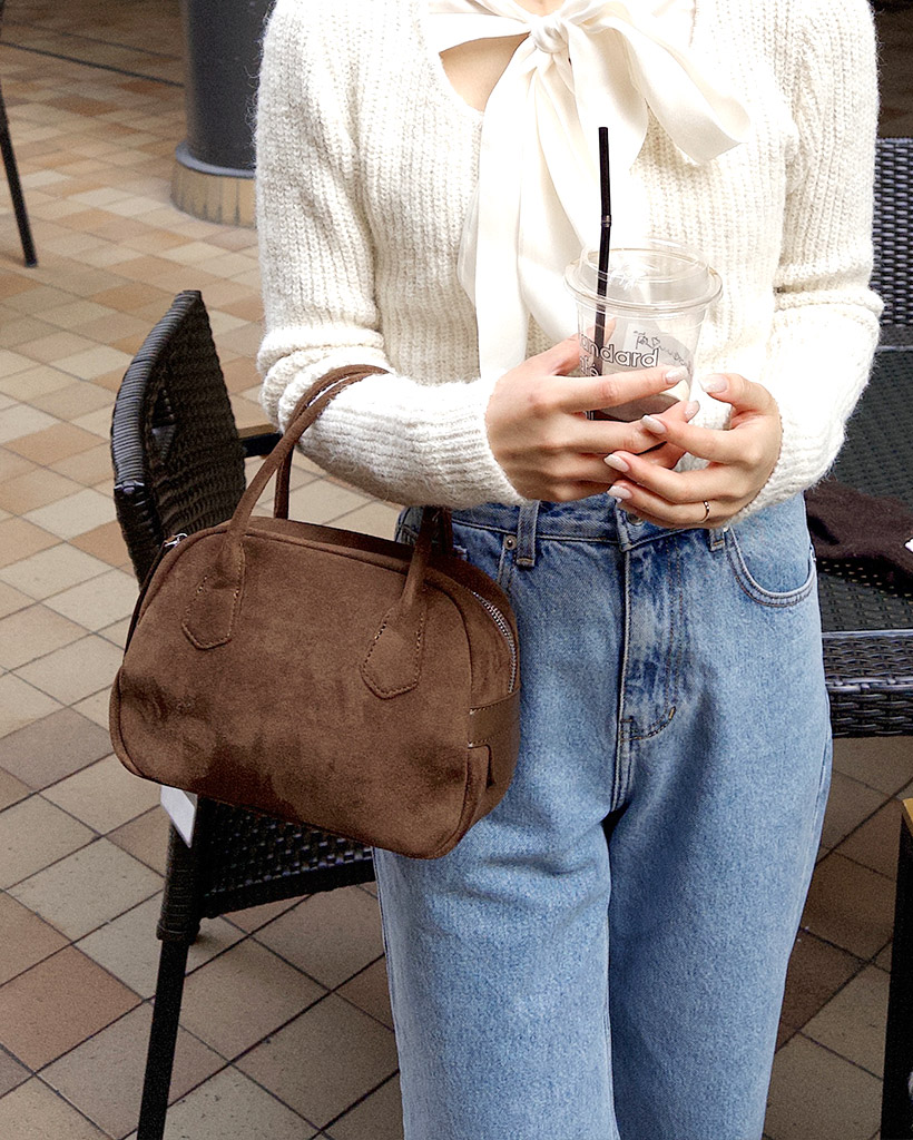 スエードスクエアミニハンドバッグ