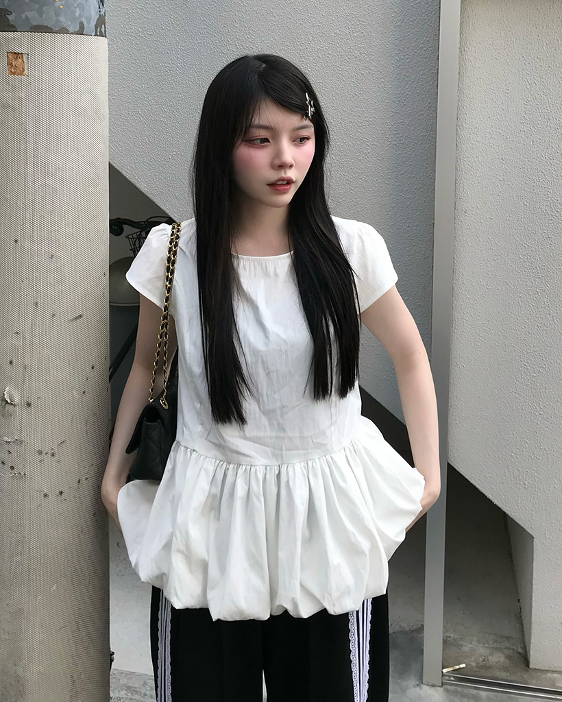 バルーンキャップスリーブブラウス | ファッション通販サイト NUGU