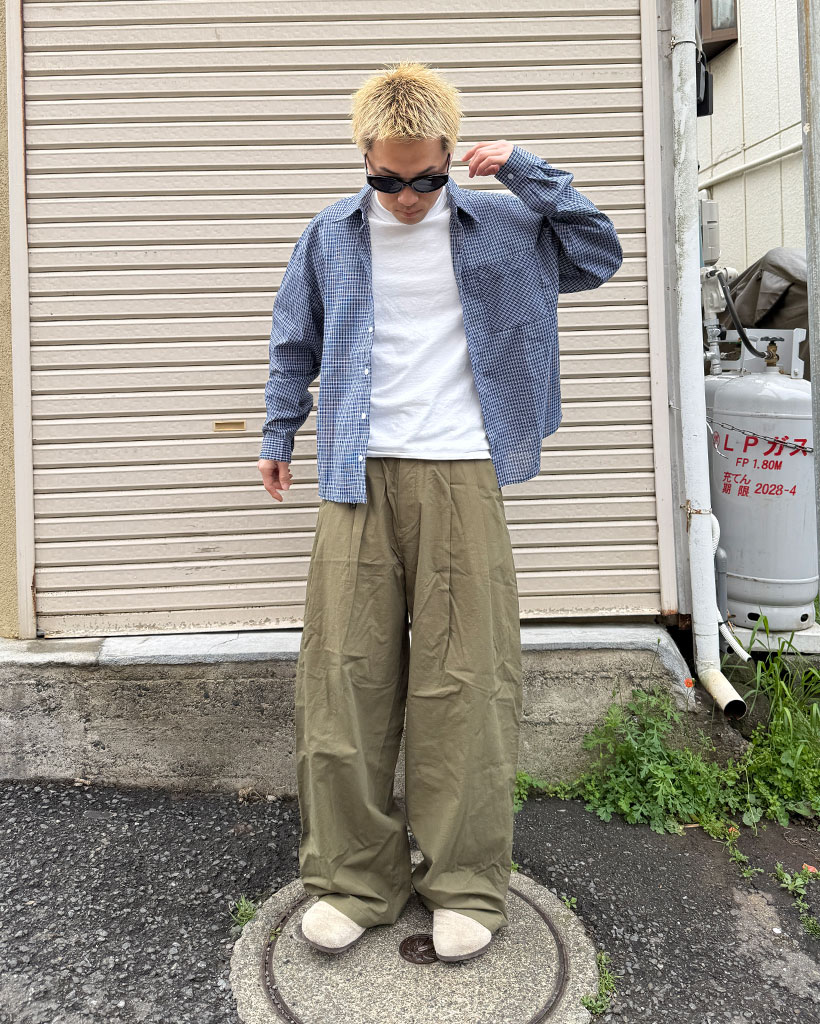 バックゴムツータックワイドパンツ