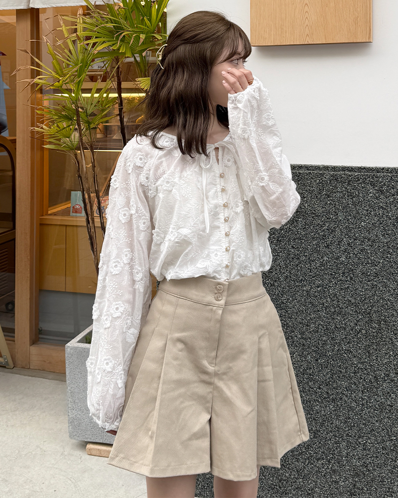 フラワーシースルーブラウス