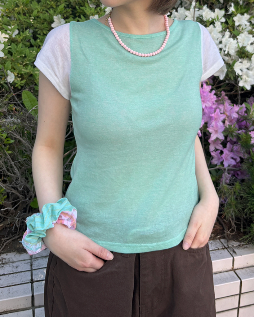 シースルバイカラーショートスリーブTシャツ