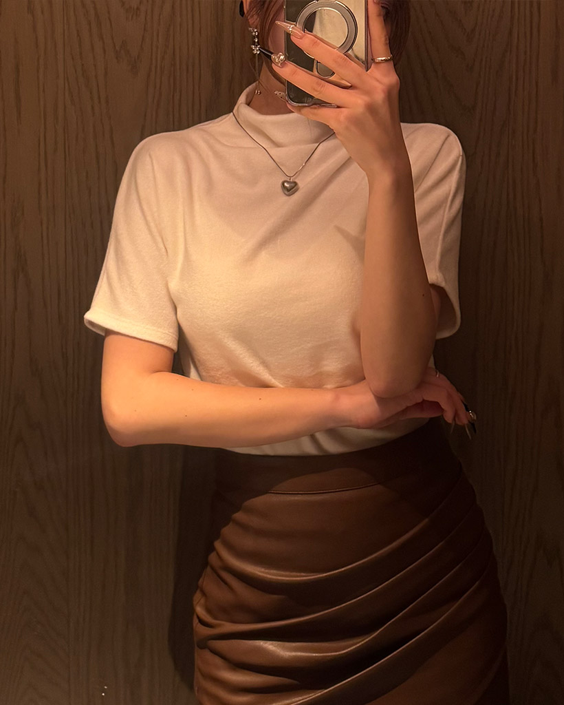 裏起毛ハーフネックTシャツ