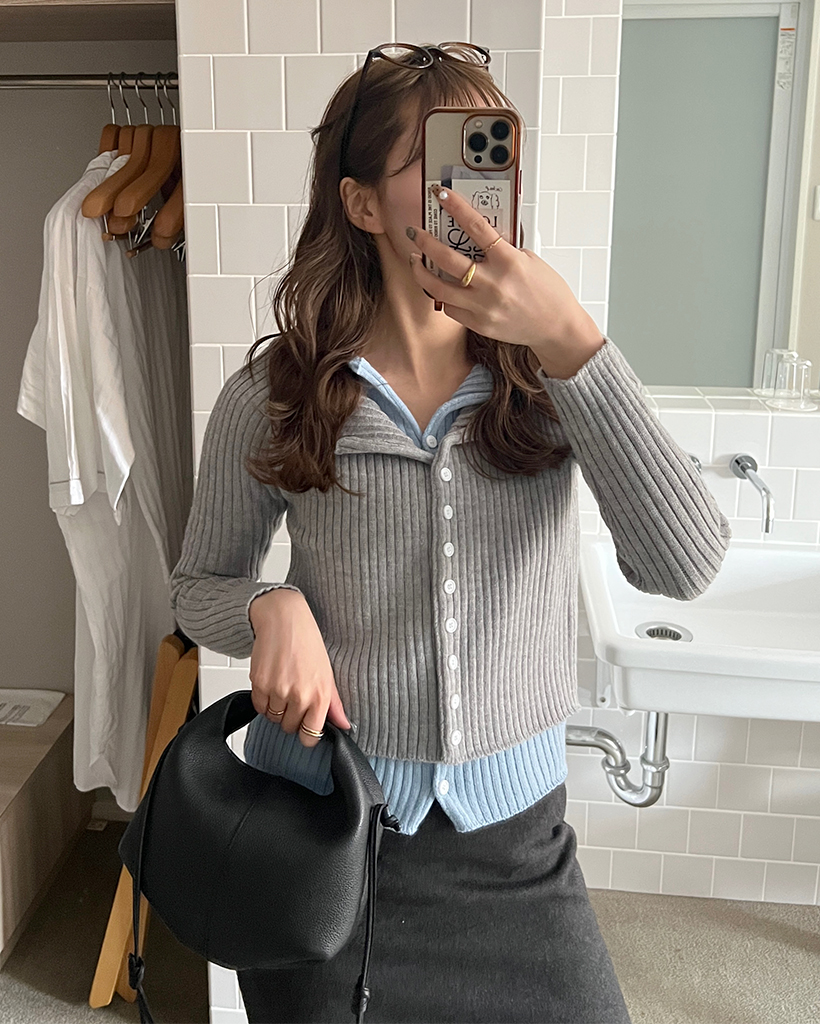 リブレイヤードカーディガン