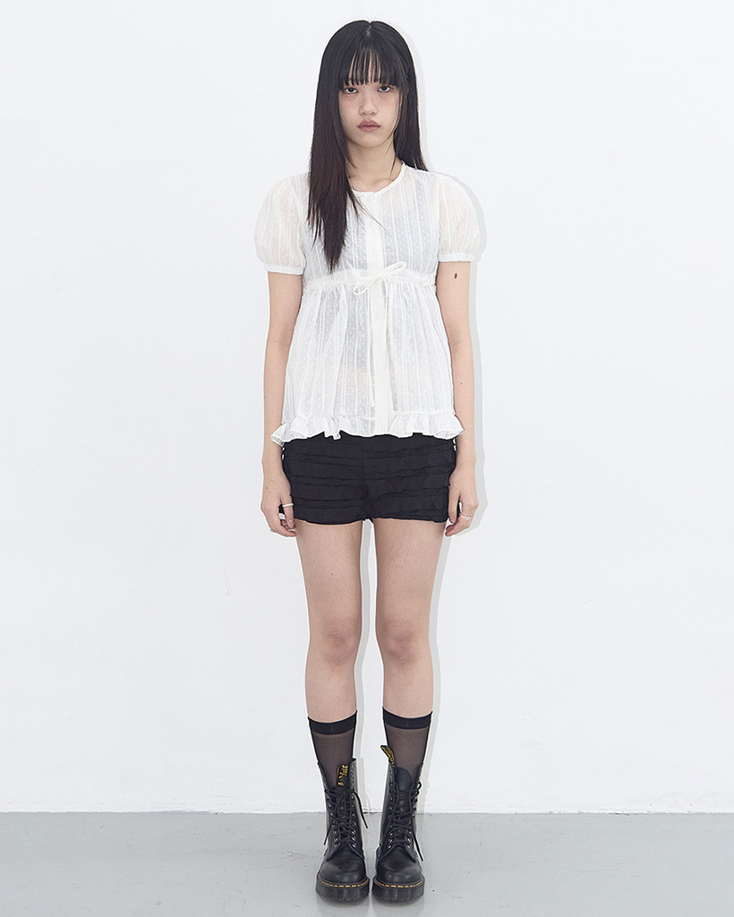 SHIRRING PUFF BLOUSE (WHITE) F25QB115 | ファッション通販