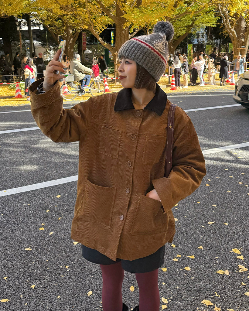 カラー配色コーデュロイワークジャケット