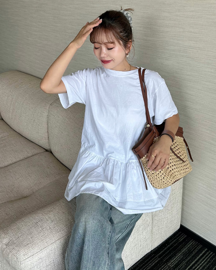 フリルヘムショートスリーブTシャツ