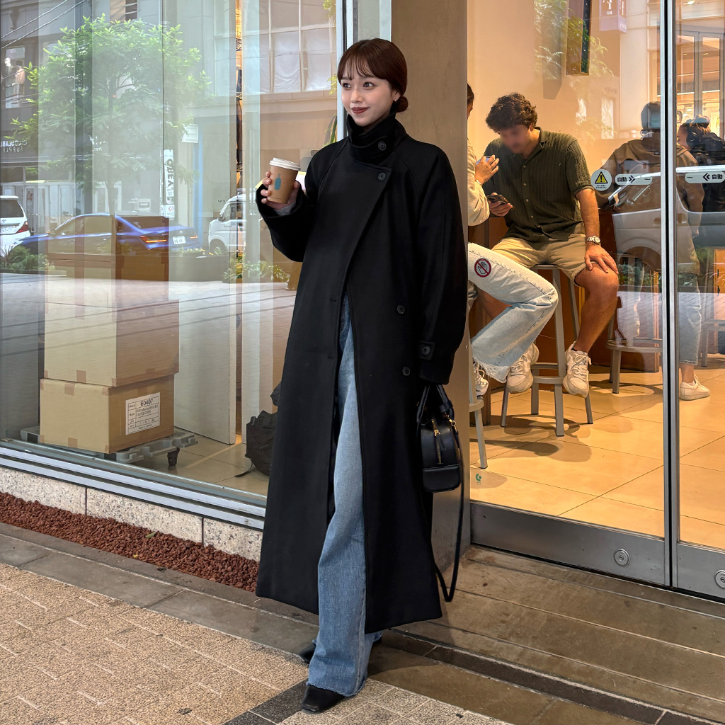 [秋再入荷]ハイネックロングコート