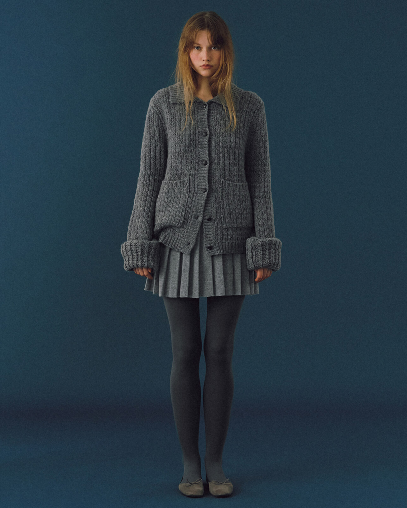[K-POPアイドル着用] Peggy Knit Pleated Skirt Gray