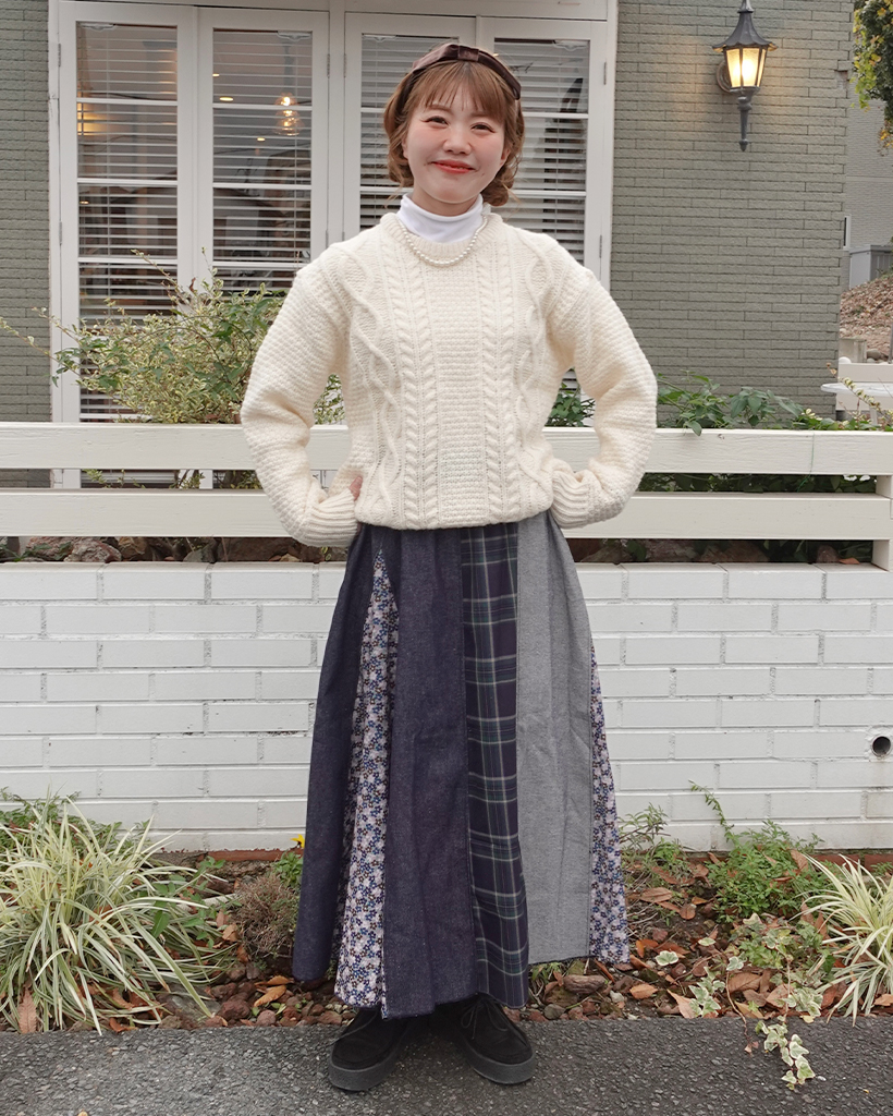 ヴィンテージレトロパッチワークロングスカート