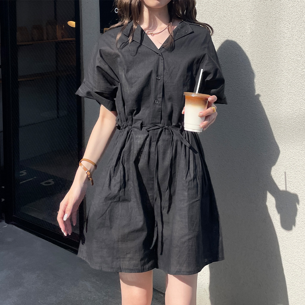 リネンショートジャンプスーツ