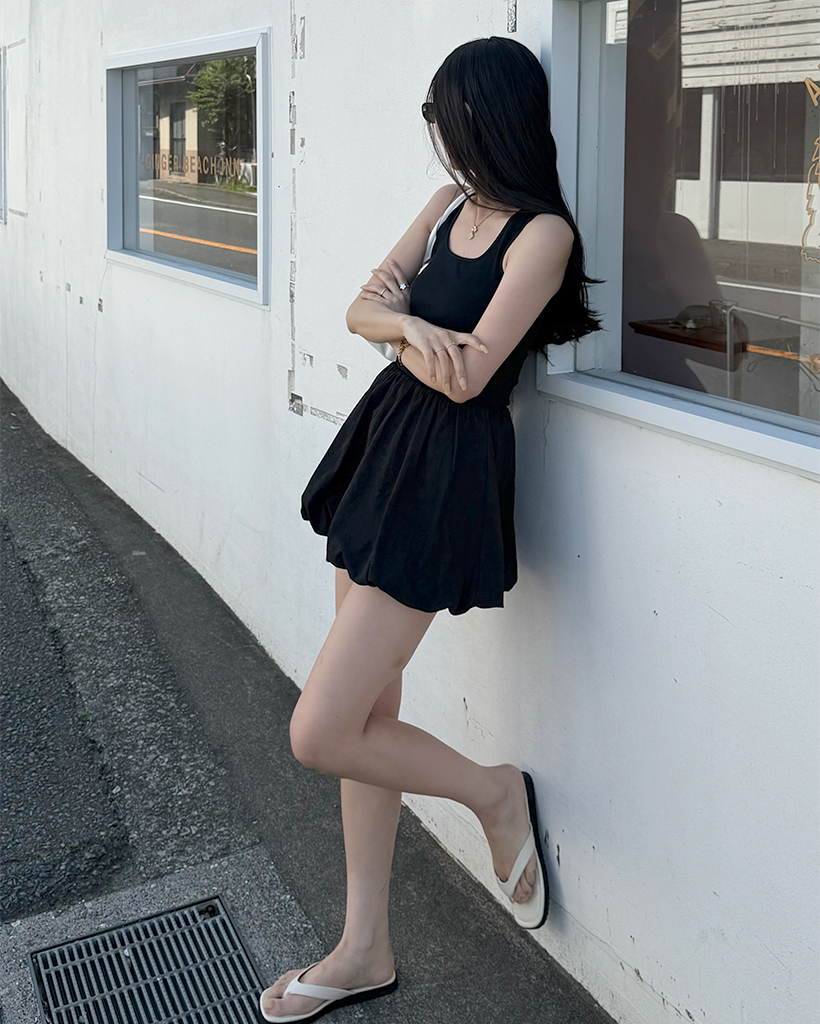 ノースリーブバルーンミニワンピース