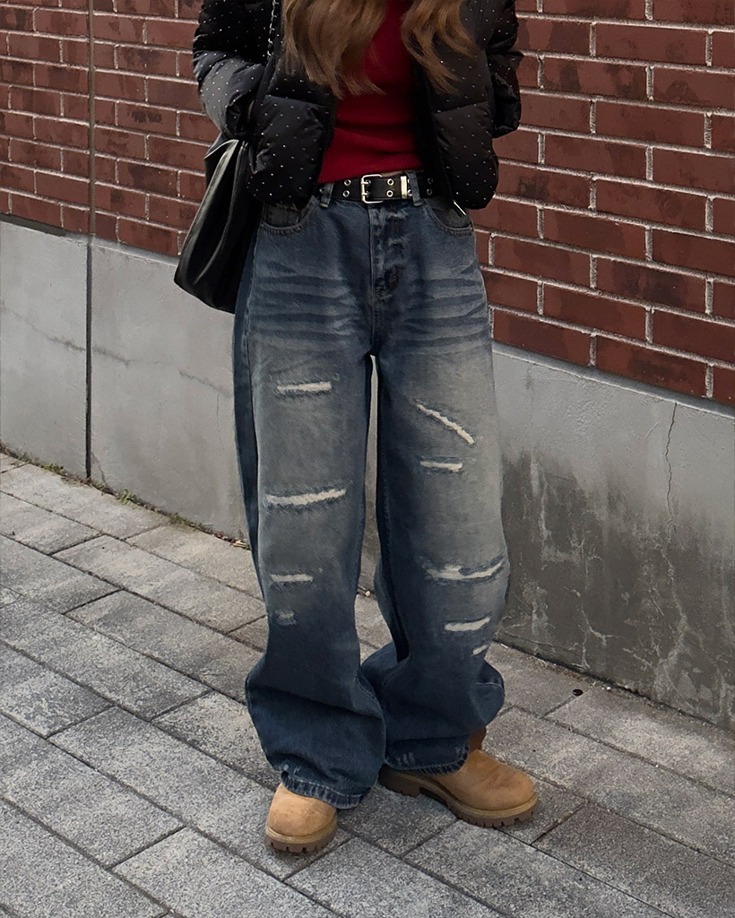 ダメージウォッシングデニムパンツ