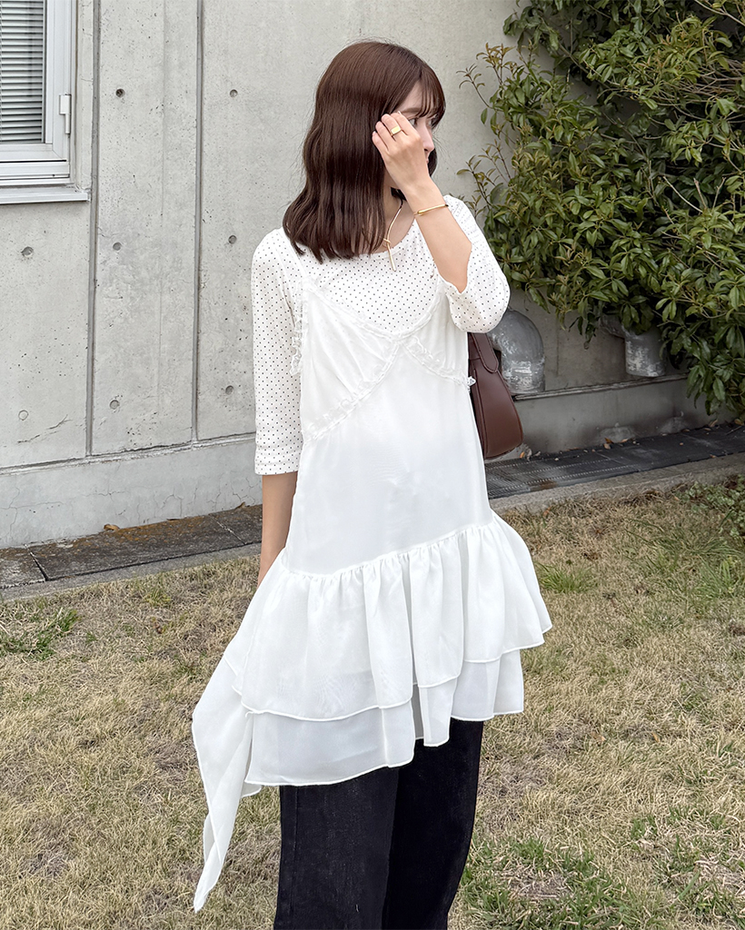 アンバランスフリルビスティエワンピース