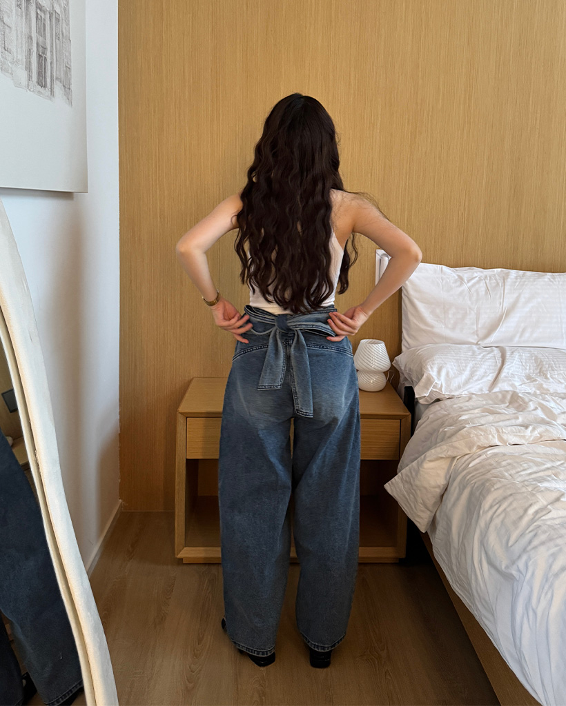 VISCO NUGU リボンタックバルーンデニムパンツ 4回再販](ORIGINAL) リボンタックバルーンデニムパンツ